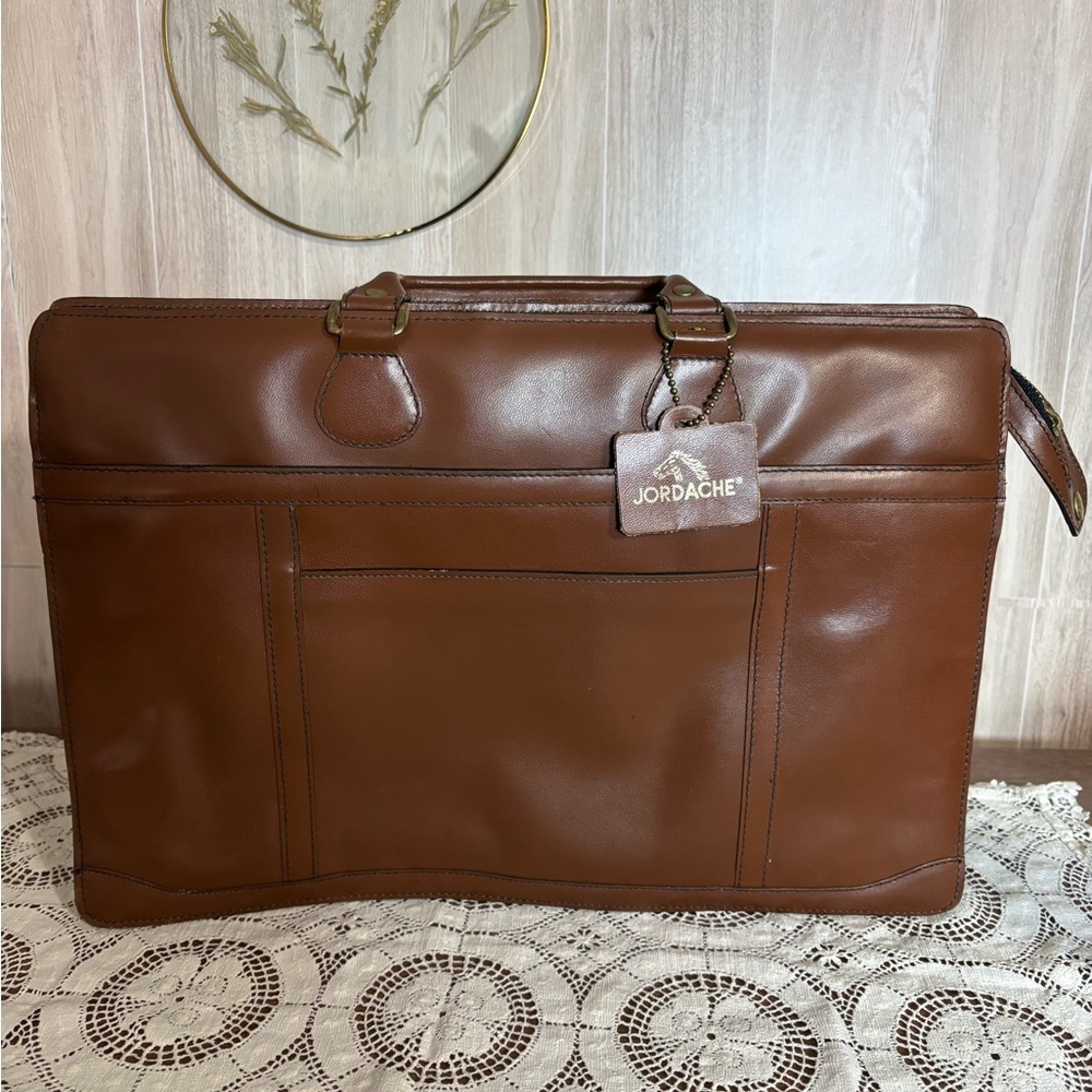 Jordache Vintage Brown Leather Men's Bag Briefcase Portfolio Unisex